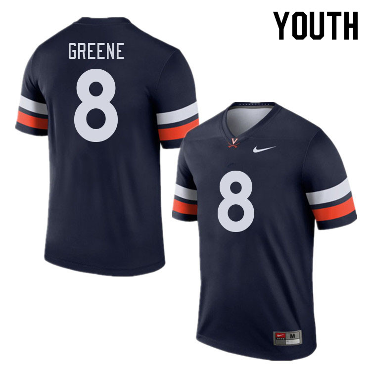 Youth #8 Malcolm Greene Virginia Cavaliers College Football Jerseys Stitched Sale-Navy - Click Image to Close